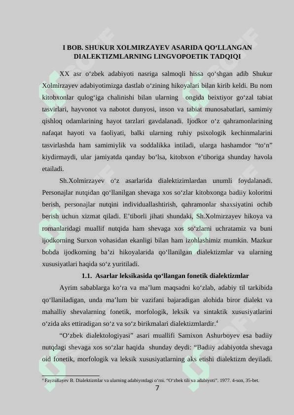 Shukur Xolmirzayev asarlarida qo‘llangan dialektizmlar va  paremalarning lingvopoetik tadqiqi 7