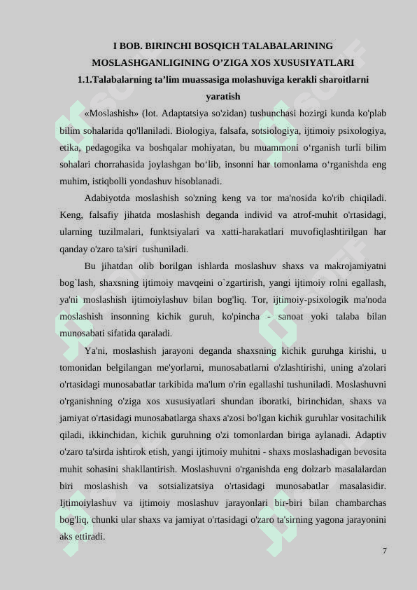 BIRINCHI BOSQICH TALABALARINING MOSLASHGANLIGINING O’ZIGA XOS XUSUSIYATLARI 7