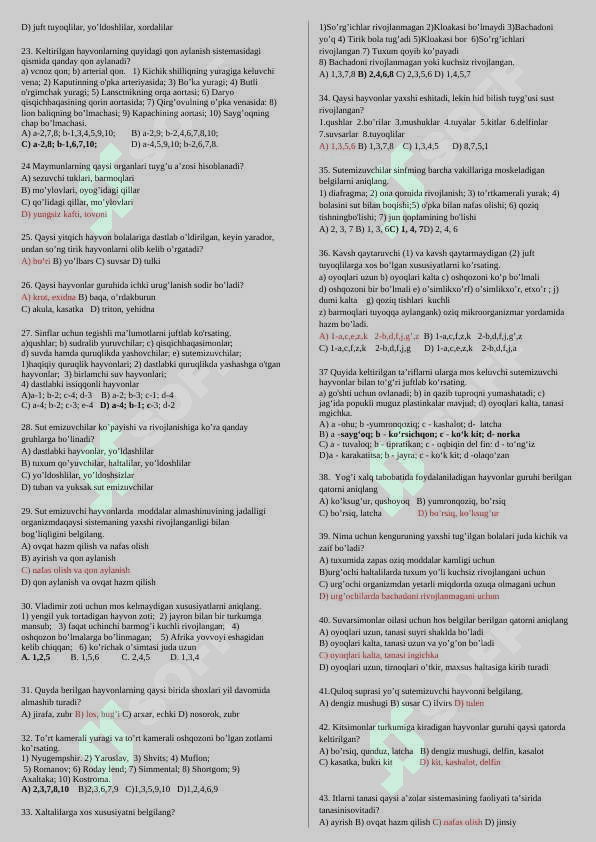 Sut emizuvchilar  sinfi 2