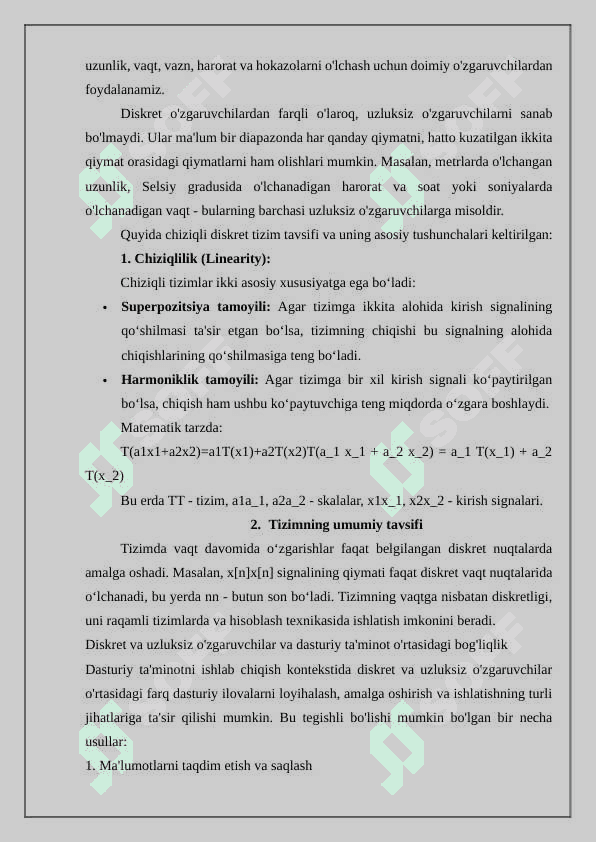 Diskretli boshqarish tizimlari 3