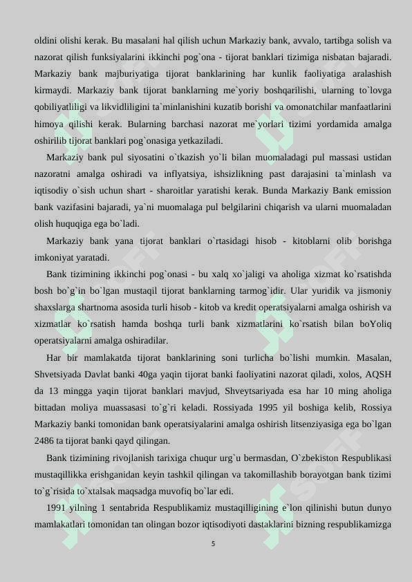 O'zbekistonda Bank tizimini takomillashtirish yo'llari 5