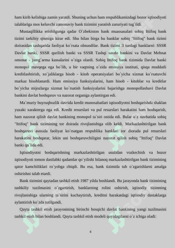 O'zbekistonda Bank tizimini takomillashtirish yo'llari 6