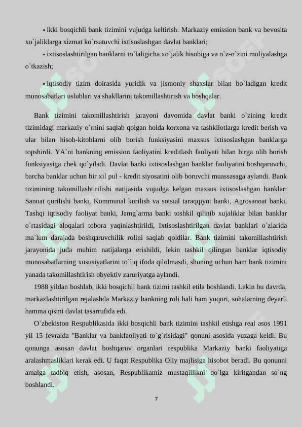 O'zbekistonda Bank tizimini takomillashtirish yo'llari 7