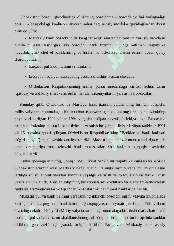 O'zbekistonda Bank tizimini takomillashtirish yo'llari 8