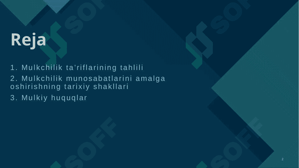 MULKCHILIK SHAKLLARI RIVOJLANISHININGEVOLYUTSIYASI 2