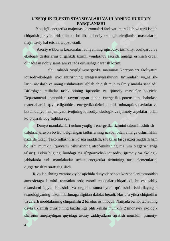 “Energetika va uning tabiiy xo`jalik tizimlariga ta`siri” 4