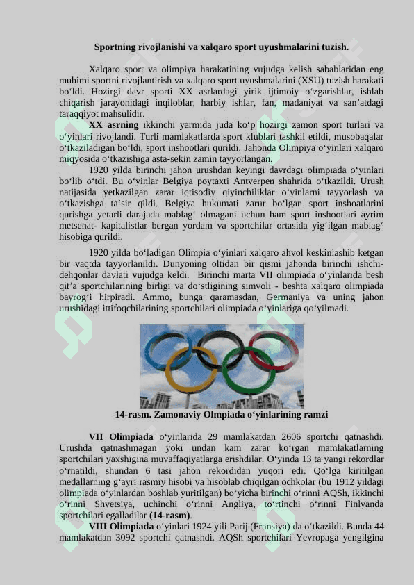 Eng yangi davrda jismoniy tarbiya va sport (XX asr boshlari – hozirgi davrgacha) 5