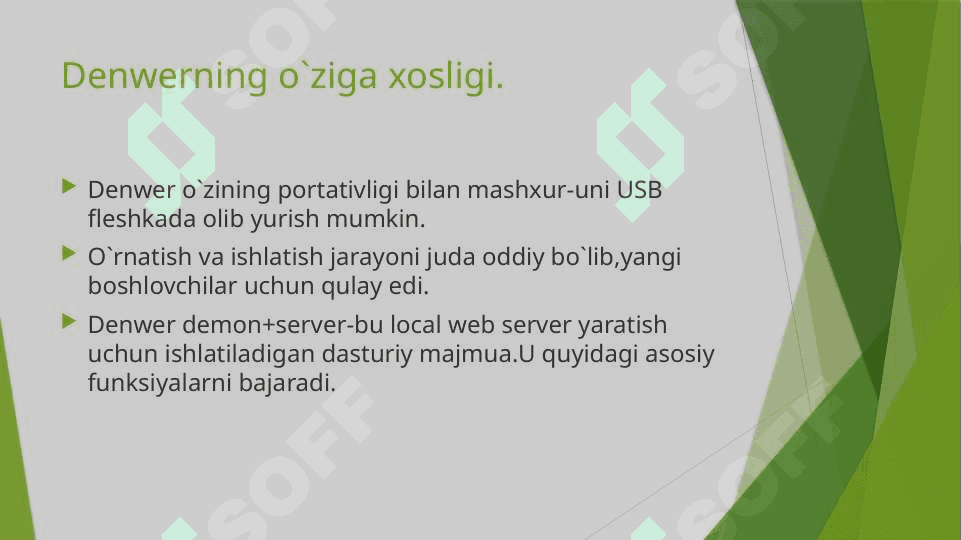 Denwer dasturi bo`yicha ish olib borish 5