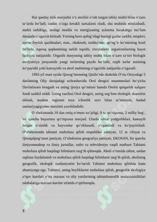 “Tabiiy muhitni muhofaza qilishning iqdisodiy va huquqiy asoslari.” 3