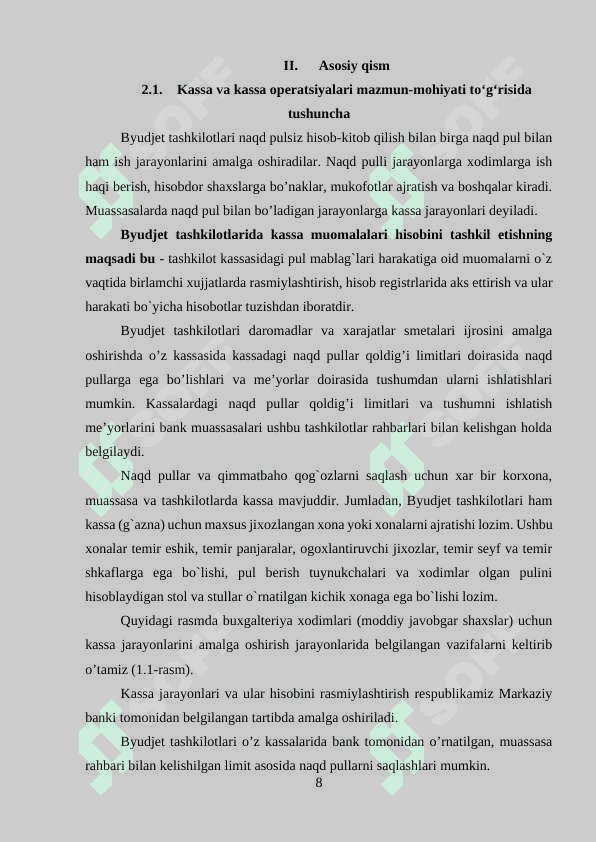 BYUDJET TASHKILOTLARIDA KASSA VA KASSA OPERATSIYALARI 8