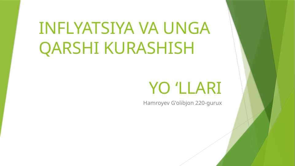 Inflatsiya va unga qarshi kurashish yo'llari