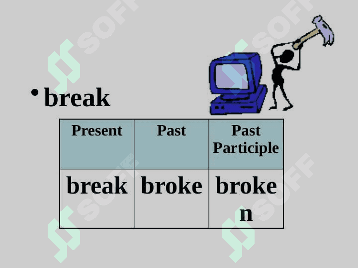 Regular and irregular verbs. England 5