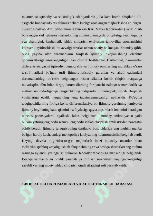 Bozor iqtisodiyoti sharoitida daromadlar tengsizligi 6