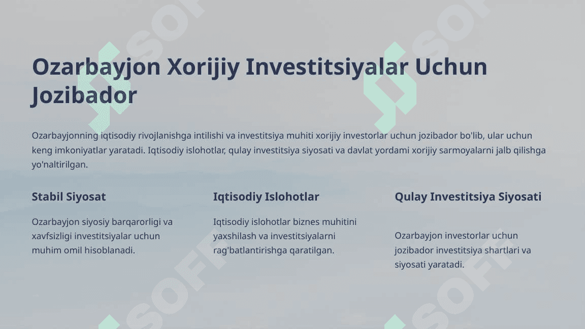 Ozarbayjon davlatining investatsiya tahlili 5