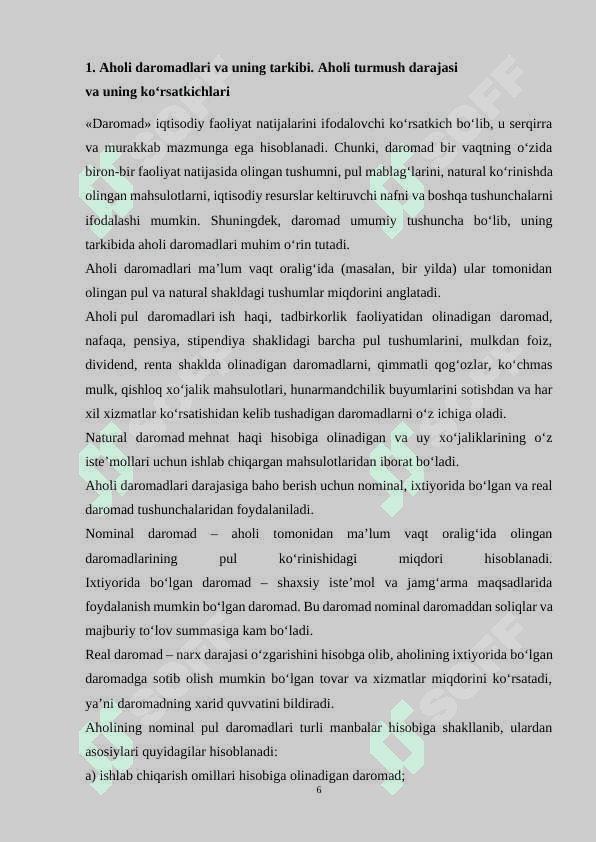 Aholi daromadlari uning turlari va shakllanish manbalari 6