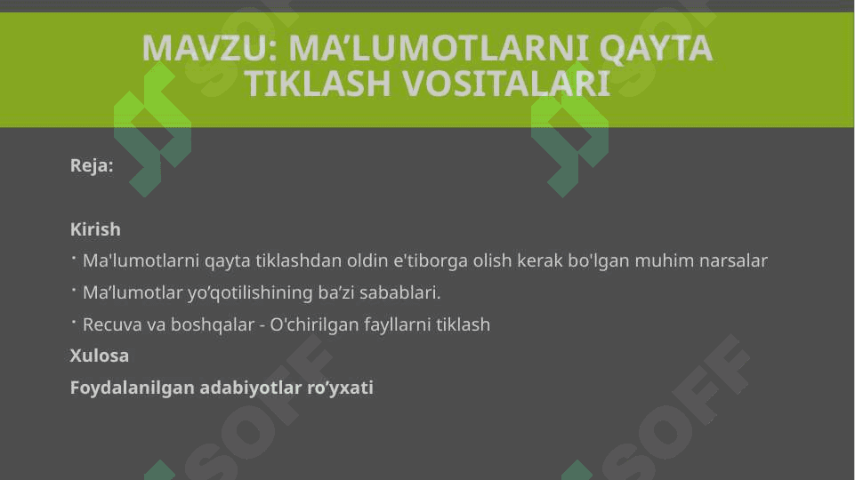Ma’lumotlarni qayta tiklash vositalari 2