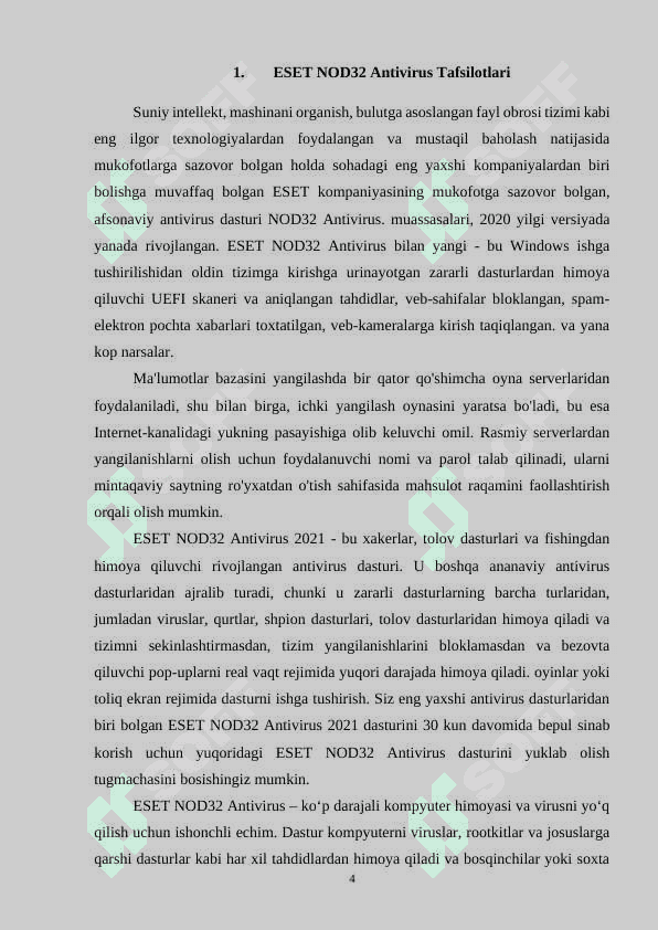 ESET NOD32 antivirus vositasidan foydalanish. 4