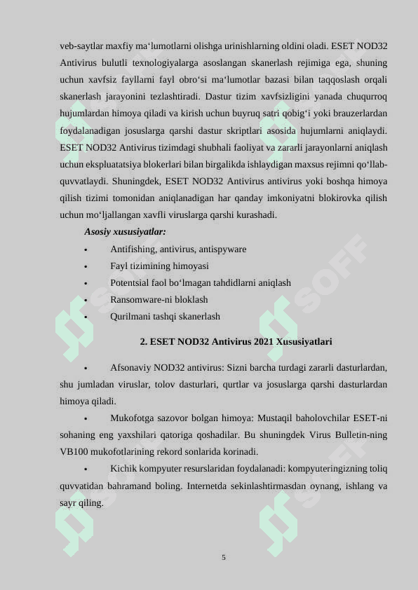 ESET NOD32 antivirus vositasidan foydalanish. 5