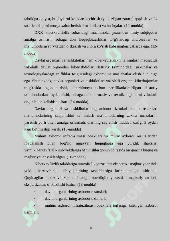 Kiberxavfsizlikga oid milliy va xorijiy me’yoriy-huquqiy hujjatlar 5