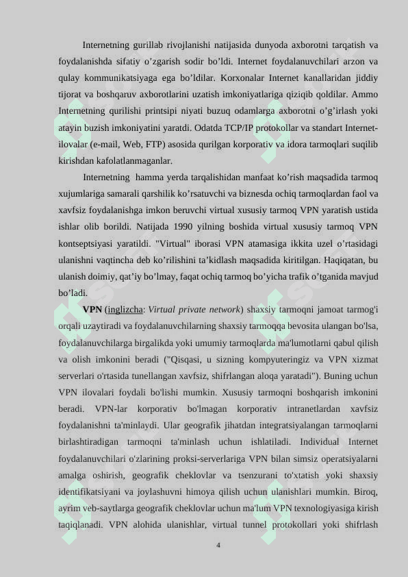 Virtual himoyalangan tarmoq va undan amaliyotda foydalanish (masalan, CyberGhost yoki ExpressVPN misolida). 4