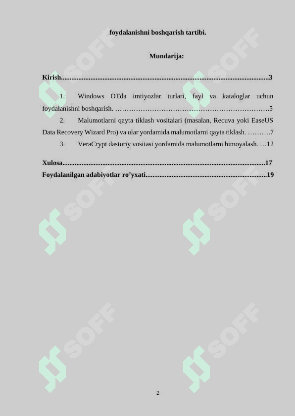 Windows OTda imtiyozlar turlari, fayl va kataloglar uchun foydalanishni boshqarish tartibi 2