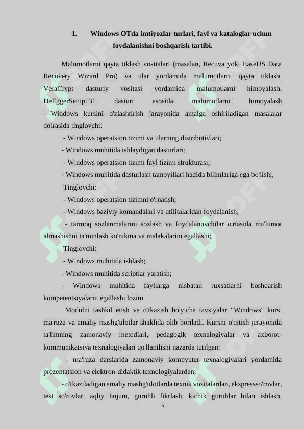 Windows OTda imtiyozlar turlari, fayl va kataloglar uchun foydalanishni boshqarish tartibi 5