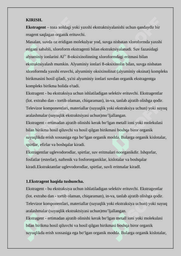 Ekstragentlar tanlashning ilmiy asoslari. 2