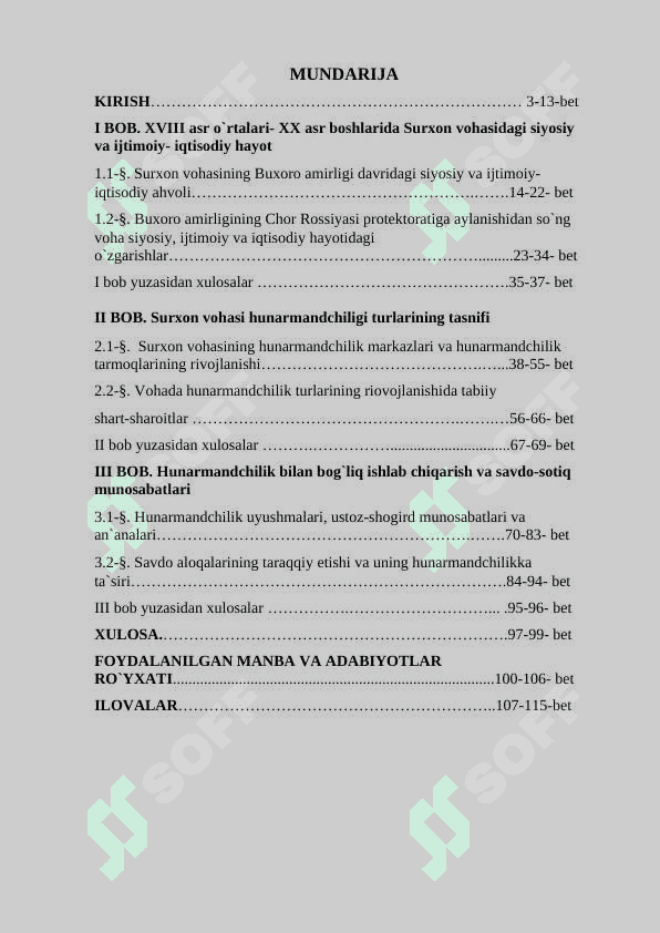 SURXON VOHASIDA HUNARMANDCHILIK TURLARI VA RIVOJLANISHI (Buxoro amirligi davrida) 2