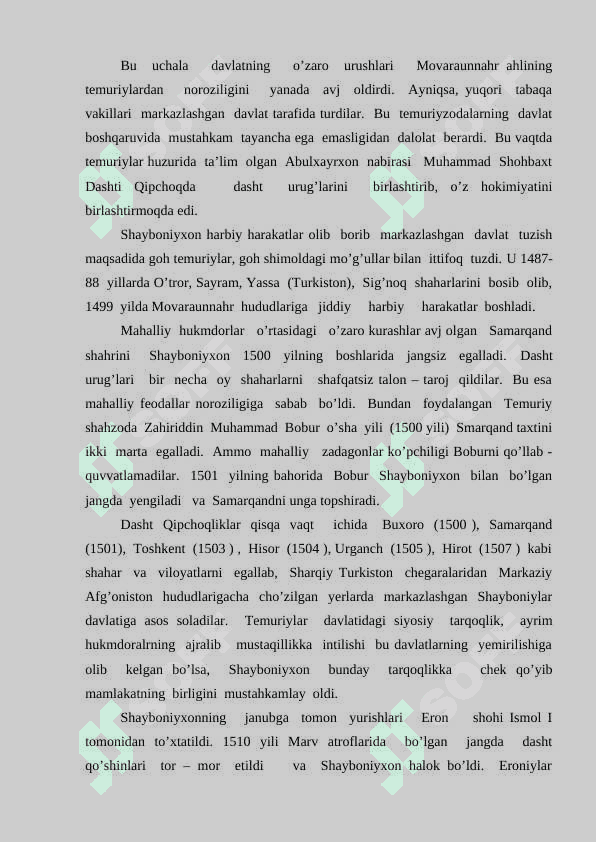 TURKISTONNING  XONLIKLARGA BO’LINIB KETISHI, UNING SABABLARI VA OQIBATLARI 4