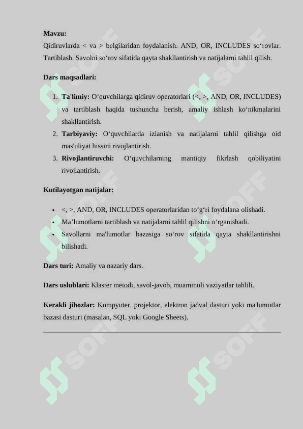 6_sinf_informatika Qidiruvlarda_va_belgilaridan_foydalanish_AND so'rovlar dars ishlanma 2