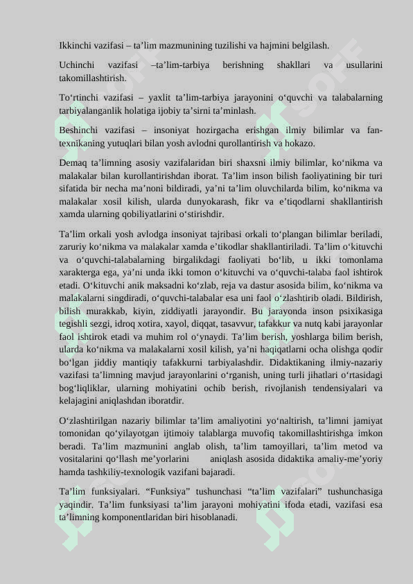 Didaktikaning predmeti, vazifalari va asosiy kategoriyalari 5