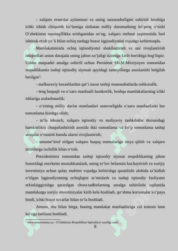 O‘ZBEKISTONNING DUNYONING RIVOJLANGAN DAVLATLARI BILAN IQTISODIY HAMKORLIGI 8