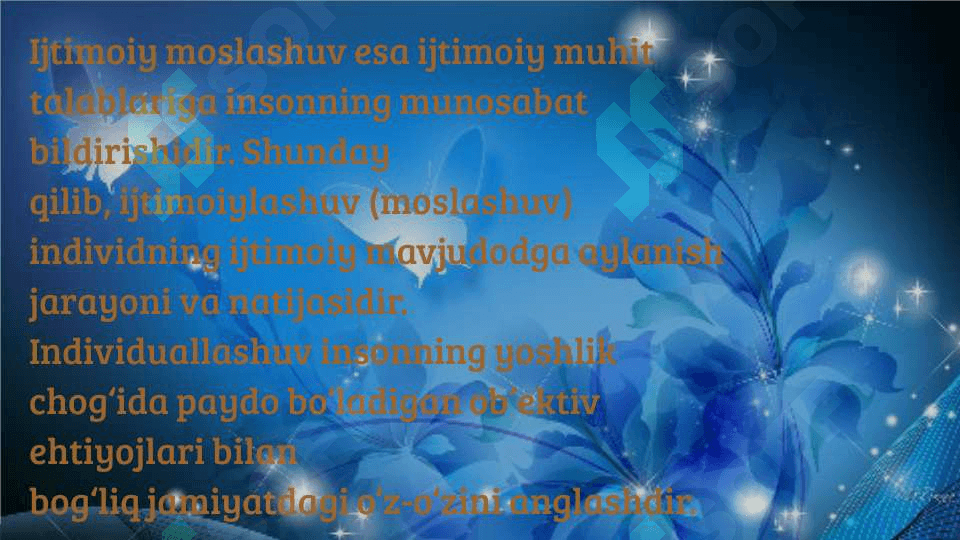 Ijtimoiylashuv- ijtimoiy  pedagogikaning asosiy muommosi sifatida 6