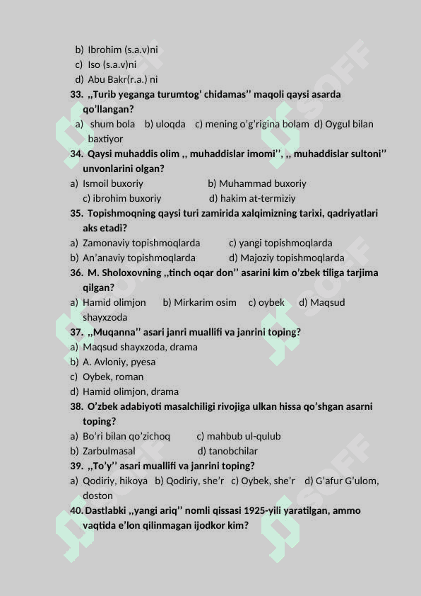 5 sinf adabiyot 1 qismdan testlar 5