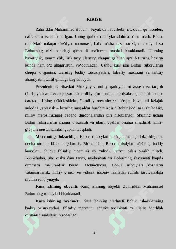 BOBUR RUBOIYLARINI SHARHLAB O‘RGANISH KURS ISHI 2