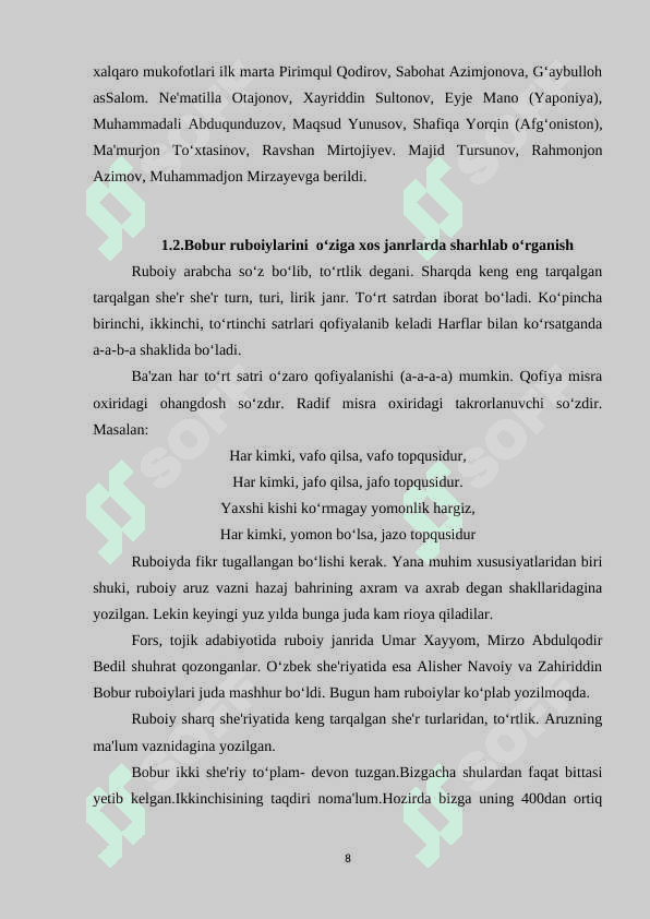 BOBUR RUBOIYLARINI SHARHLAB O‘RGANISH KURS ISHI 8
