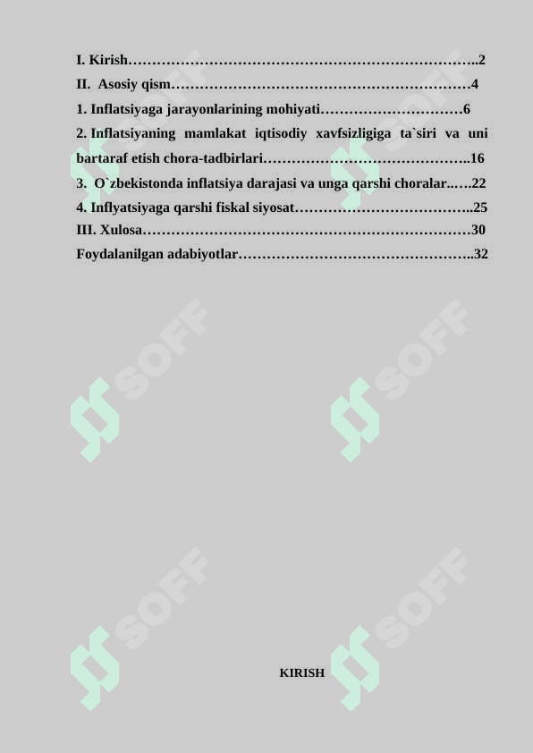 Inflatsiya jarayonlari tahlili kurs ishi docx 2