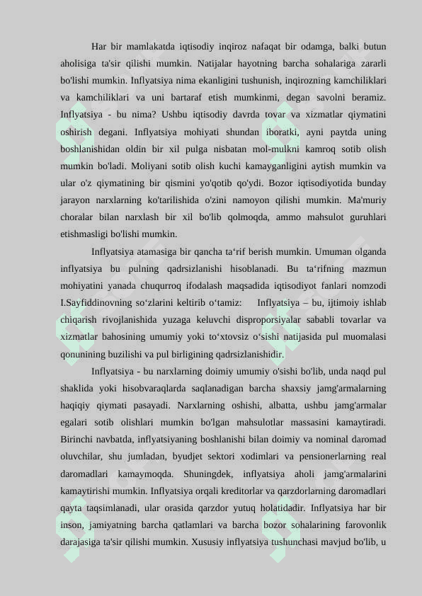 Inflatsiya jarayonlari tahlili kurs ishi docx 3