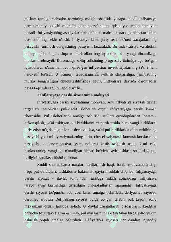 Inflatsiya jarayonlari tahlili kurs ishi docx 4