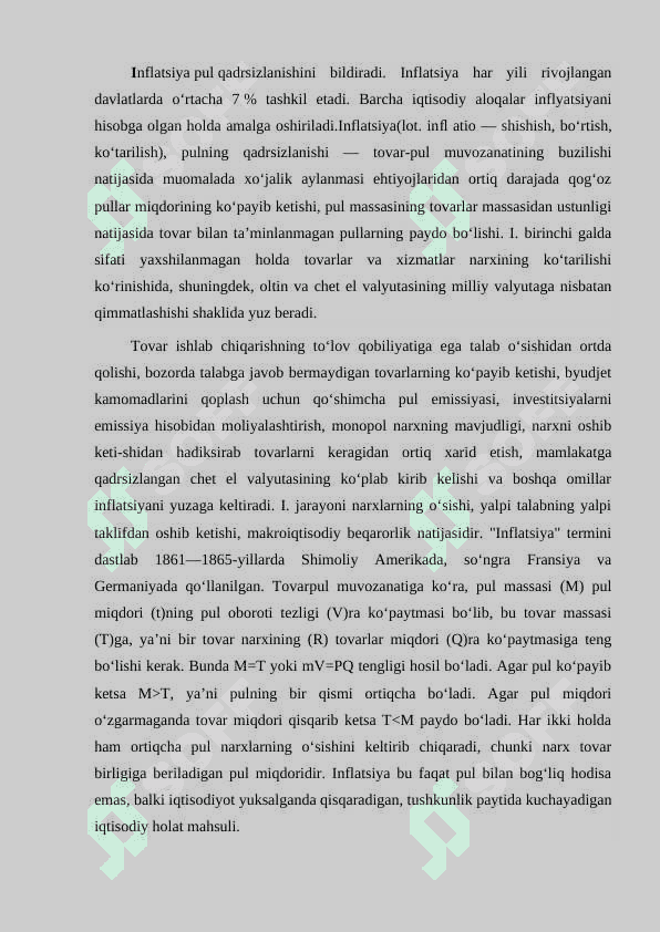 Inflatsiya jarayonlari tahlili kurs ishi docx 7