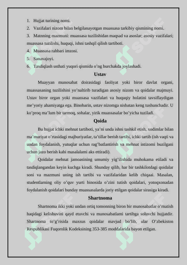 Tashkiliy hujjatlar va ularning turlari 4