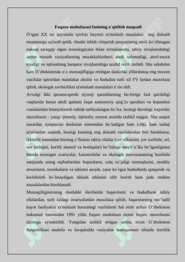 Fuqaro muhofazasi tug'risidagi qonun bandlarini o'rganish 2