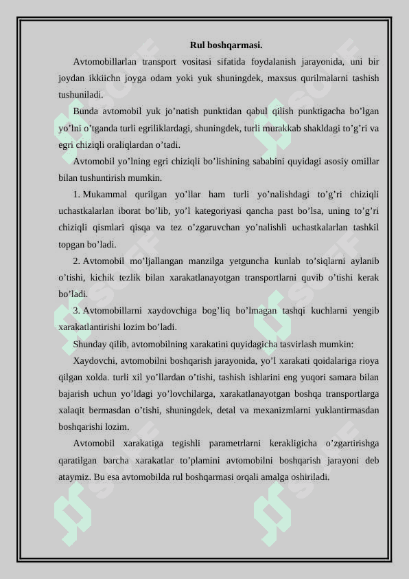 G’ildirakli traktor va avtomobillarning rul boshqarmalari 2