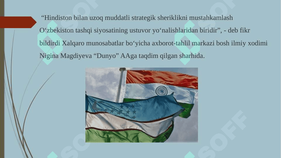 O‘zbekiston va Hindiston o‘rtasidagi hamkorlik aloqalari 2
