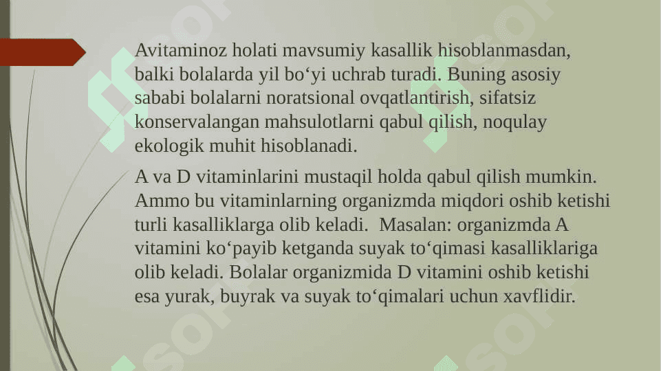 Avitaminoz. Gipovitaminoz. 6