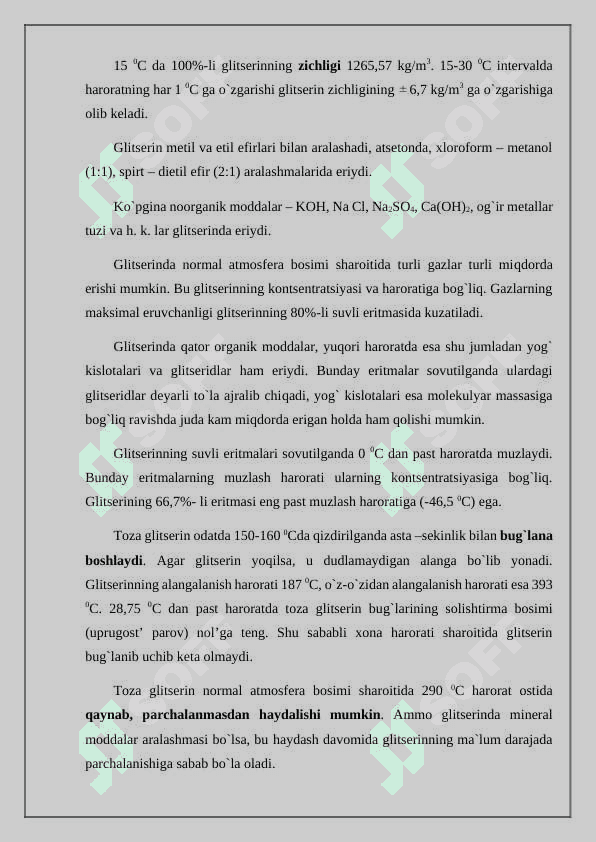 Glitserin, yuqori molekulyar spirtlar, aminospirtlar 3