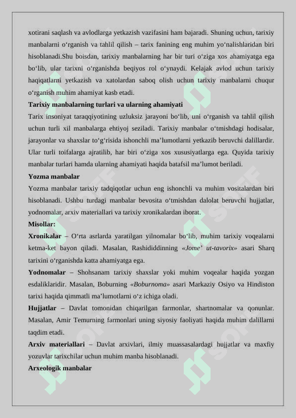 Tarixni organishda tarixiy manbalarni beqiyos ahamiyati 4