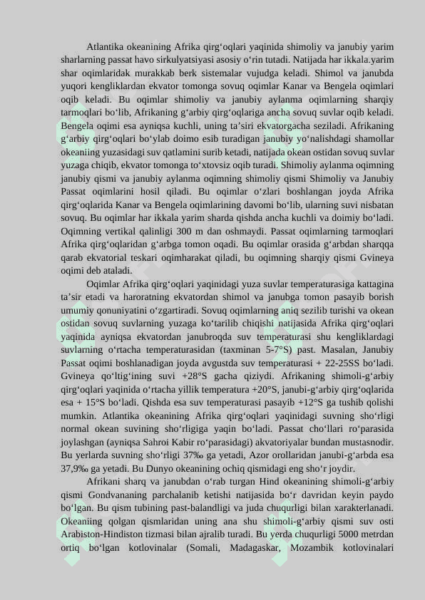 «AFRIKA IQLIMI VA UNI HOSIL QILUVCHI OMILLAR » 6