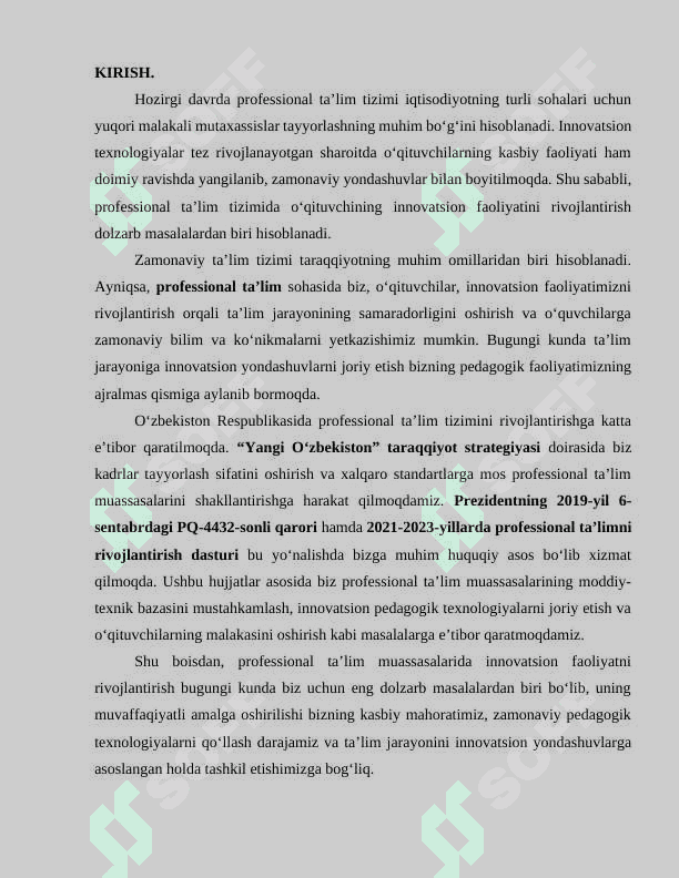 PROFESSIONAL TA’LIM TIZIMIDA O‘QITUVCHINING INNOVATSION FAOLIYATI 2