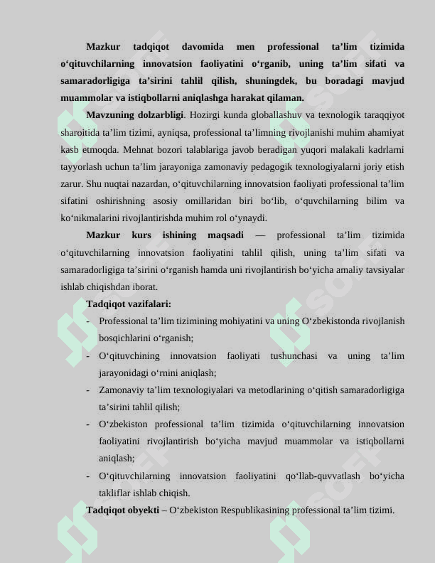 PROFESSIONAL TA’LIM TIZIMIDA O‘QITUVCHINING INNOVATSION FAOLIYATI 3